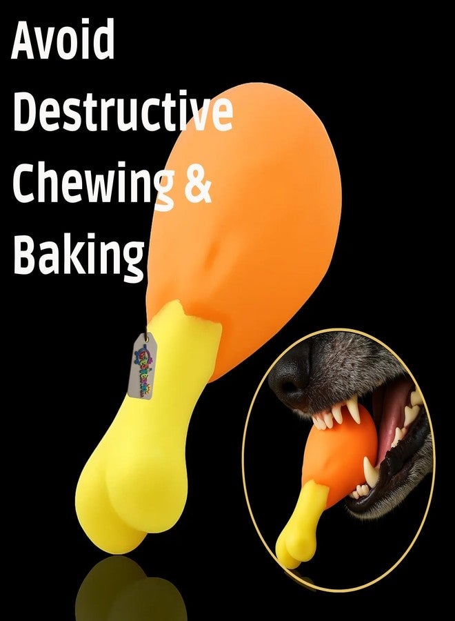 ويستيرن إرا لعبة فخذ دجاجة غربية تصدر صوتاً عند الضغط عليها | لعبة مضغ ناعمة من اللاتكس على شكل فخذ دجاجة للكلاب والجراء | لعبة مطاطية للعب الجلب، والتسنين، والمضغ، واللعب التفاعلي | لعبة حيوانات أليفة بتصميم كرتوني مع صفارة مدمجة - Image 4